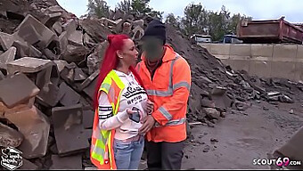 Young German Redhead Gets Seduced By A Strange Worker For Bareback Action Outdoors