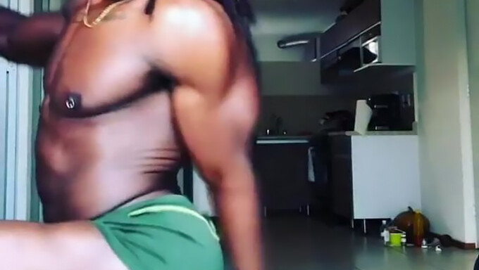 African-American Man Performs Twerk Dance With Large Natural Breasts