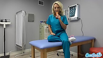 Sydney Hail, A Blonde Nurse, Pleasuring Herself With Sex Toys During Lunch Break