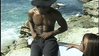 African American Teen Gets Facial Cumshot On Beach