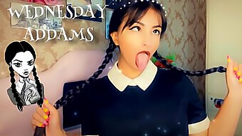 Wednesday Addams Giver En Deepthroat Blowjob I Cosplay